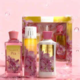 3pcs Set-Sakura Fragrance Shower Gel Set, Japanese Cherry Blossom 10 Fl.oz Shower Gel, 10 Fl.oz Body Lotion, 8 Fl. Oz Body Mist, A Three-piece Ba (Option: Sweet Pea)
