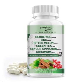 Berberine Supplement 1500mg – 120 Capsules – Ceylon Cinnamon, Bitter Melon, Chromium, Zinc, Berberine HCI Root Supplements Pills – (Option: Default)