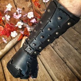 Rivet Lace-up Medieval New Retro Boxing Glove (Color: Black)