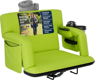 Alpcour Premium Reclining Stadium Seat For Bleachers With Back Support (Option: Lime-25Wide)