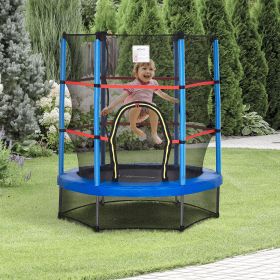 Φ5FT Kids Trampoline with Enclosure Net for Age 3 to 6 Years (Option: Blue-770x330x220 mm)
