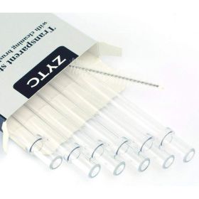 Plastic Straws For , Reusable Clear Transparent Straight Drinking Straws, Set Of 6 With 2 Cleaning Brushes (Option: Default)