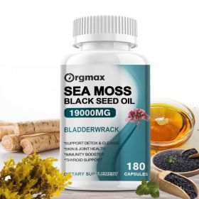 Sea Moss Black Seed Oil - 180pcs Sea Moss Black Seed Oil Capsule 19000MG, Immunity Booster,Thyroid Health (Option: Default)