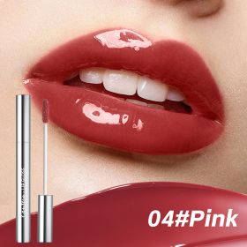 4 Colors Lip Gloss,Hydrating Lip Tint,Long Lasting Waterproof, High Shine Glossy Mirror Lip Stain, Long Lasting Moisturizing,Non Sticky, Romantic (Option: 04 Pink)