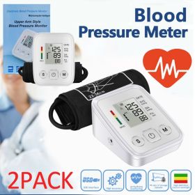 Digital Blood Pressure Monitor Automatic Cuff BP Heart Rate Machine Pulse Meter (Option: 2Pack)