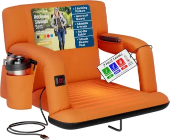 Alpcour Heated Reclining Stadium Seat For Bleachers With Back Support (Option: Orange-21Wide)