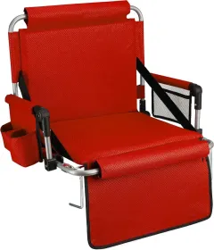 Alpcour Stadium Seat - Foldable, Padded Bleacher Chair With Backrest, Armrest, Pockets, & Cup Holder (Option: Red-21Wide)