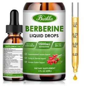 Berberine HCL Liquid Drops, 1500mg Berberine Supplement With Ceylon Cinnamon (Option: Default)