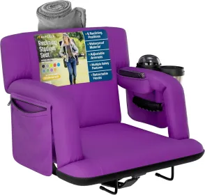 Alpcour Premium Reclining Stadium Seat For Bleachers With Back Support (Option: Purple-21Wide)