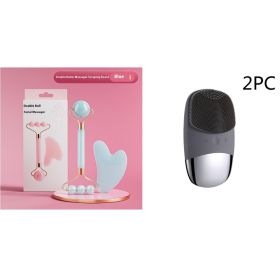 Mini Silicone Electric Face Cleansing Brush Electric Facial Cleanser Facial Cleansing Brush Skin Massager Skin Care Tools (Option: Black Set1-Electric-DC)