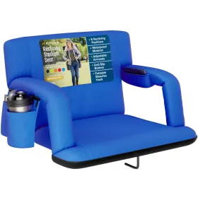 Alpcour Reclining Stadium Seat - Waterproof Foldable Camping Chair With Extra Thick Padding And Wide Back Support (Option: RoyalBlue-ExtraWide)