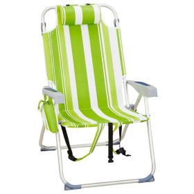 63*70*99cm Heightened Oxford Cloth Silver White Aluminum Tube Bearing 100kg Beach Chair Green Stripes (Option: As Picture)