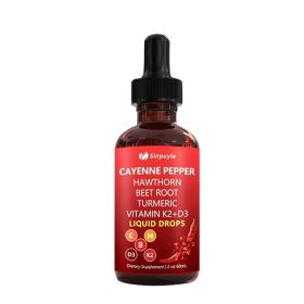 Cayenne Pepper Hawthorn Beet Root Turmeric Liquid Drops With Vitamin K2 D3 60ML (Option: 1)