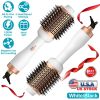 4 In 1 Hair Dryer Brush Curling Brush Hair Styler Volumizer Straightener Negative Ion Anti-frizz Hot-Air Hair Brush for All Hair Types Black White