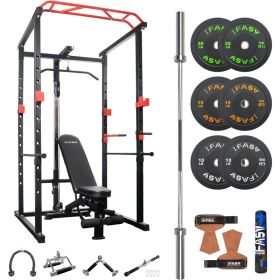 100lb Home Gym sets Multi-functional Power Cage,Home Adjustable Pullup Squat Rack 1000Lbs Capacity Comprehensive Fitness Barbell Rack (Option: 10631099)