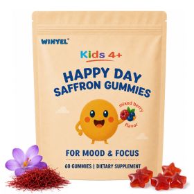Saffron Kids Gummies  Support Happy Mood, Calm, Focus  Saffron Extract With Magnesium, Omega-3, L-Theanine, Lutein, And Multivitamins  Sugar Free (Option: 1 pcs)
