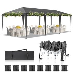 10x30ft Outdoor Pop Up Canopy, Portable Instant Canopy Tent For Outdoor Events Party Wedding Birthday Graduation, Dark Grey (Option: defaulttitle)