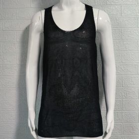 Men's Summer Loose Sleeveless Knitted Vest (Option: Black-3XL)